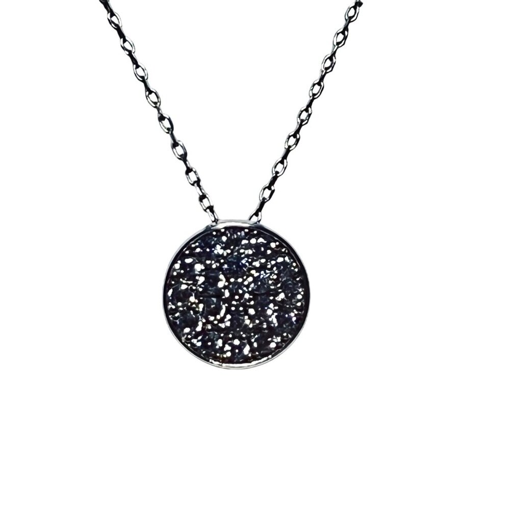 Sterling Silver Cable Chain Necklace W/ Clear Rhinestone Pendant Signed (5922) - Picture 3 of 6
